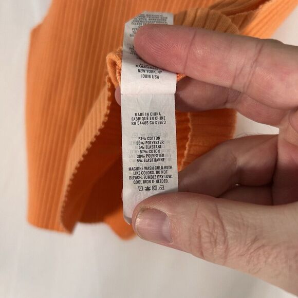 Aerie Tank Top Women's Medium Orange Ribbed Sleeveless Crew Neck Cropped - Picture 6 of 7